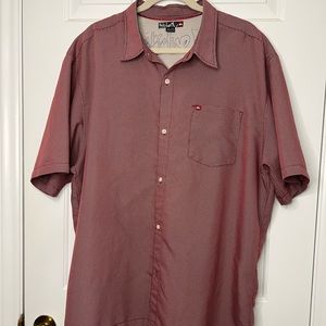 Quicksilver Mens Button Down XXL Red Shirt